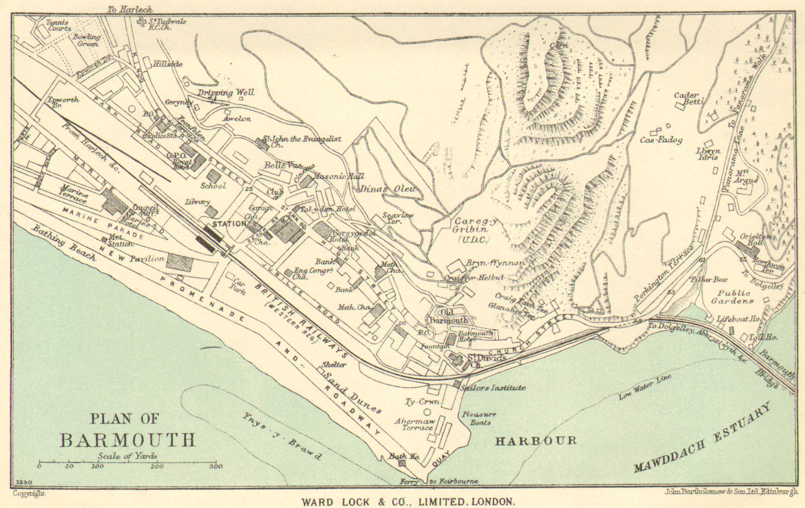 BARMOUTH vintage town/city plan. Wales. WARD LOCK c1963 old vintage map chart